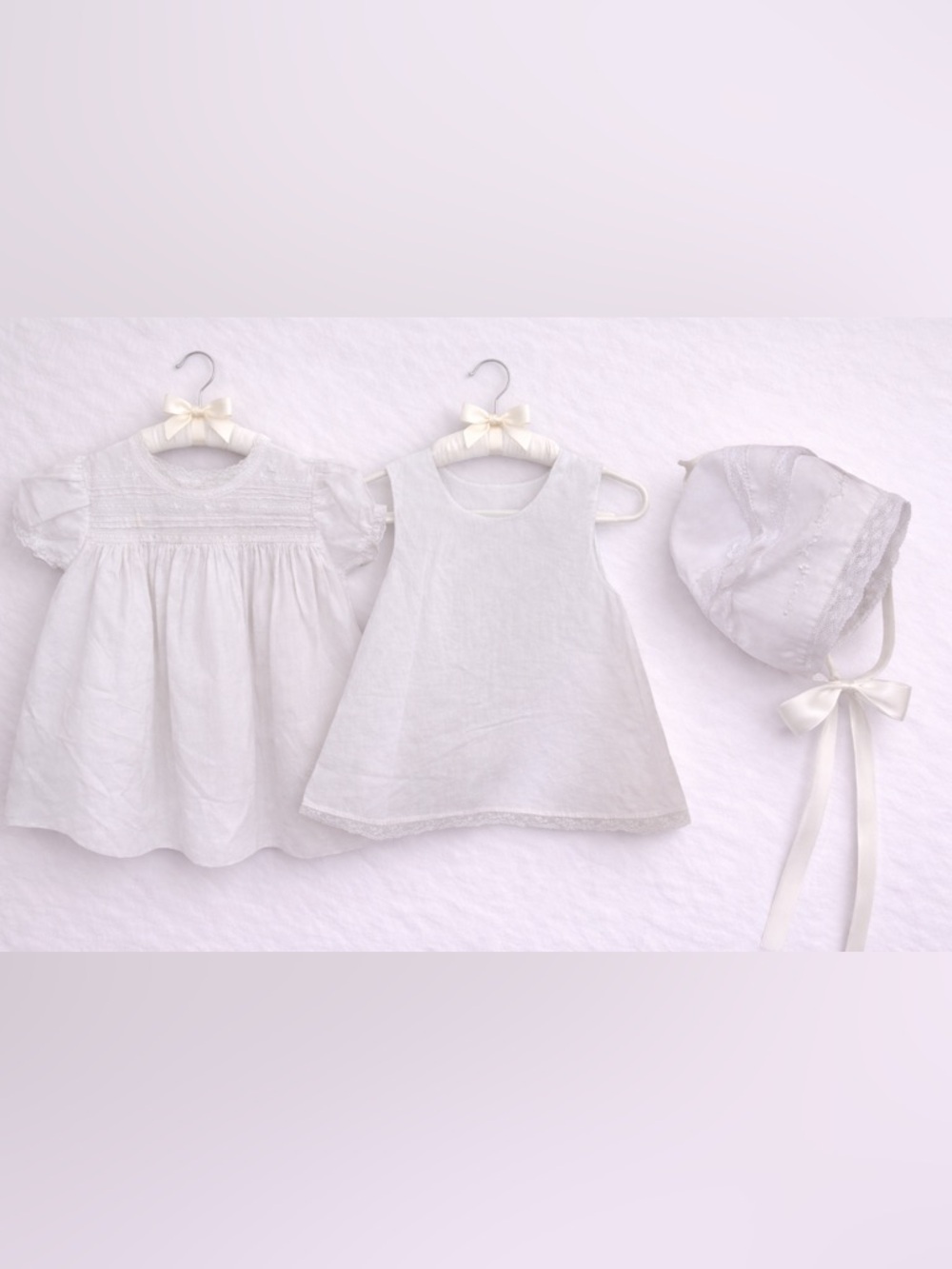 SPECIAL RARE VTG Feltman Brothers Baby Dress Set White Heirloom Bonnet Slip 3M
